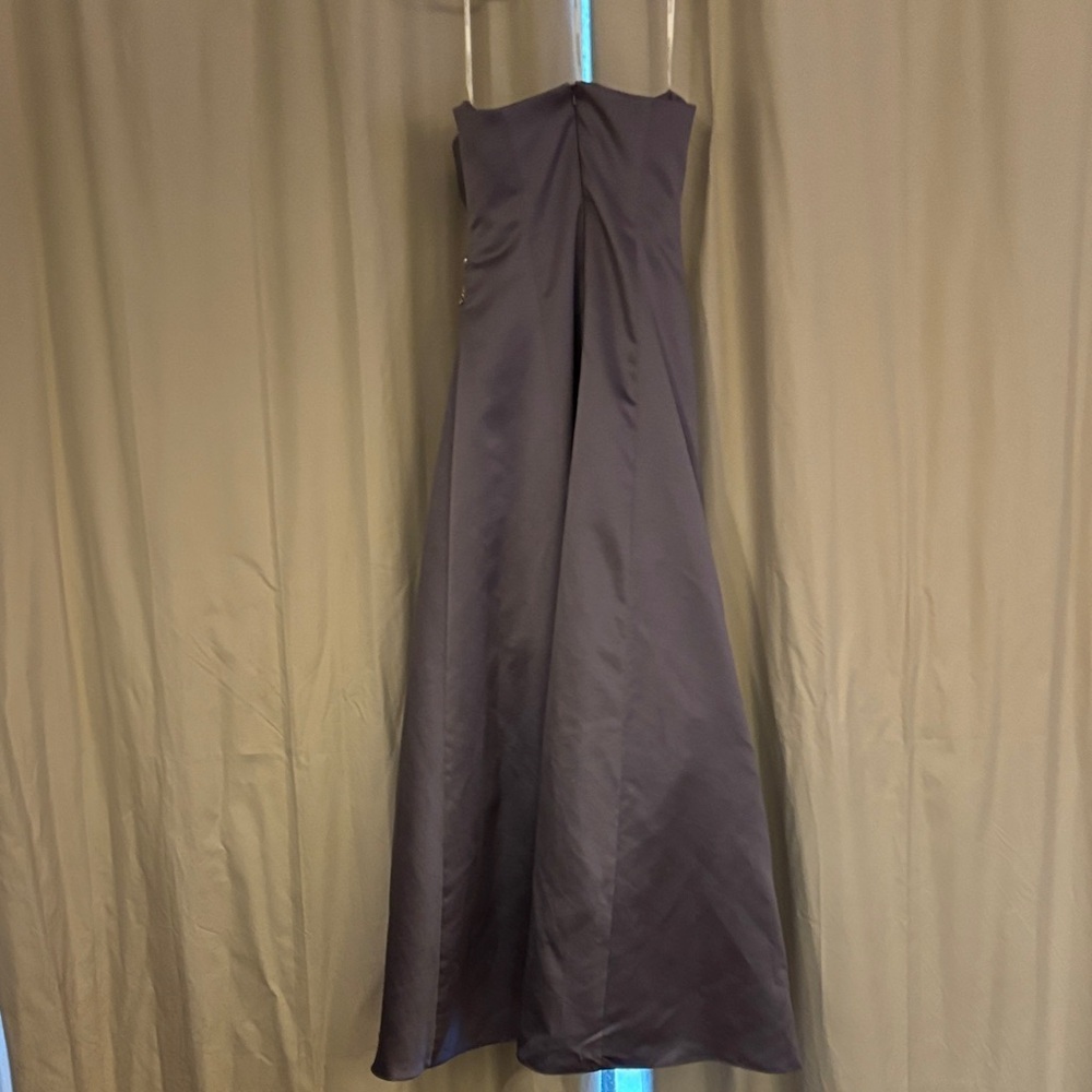 David's Bridal Elegant Strapless Black Dress includes matching purse and sash - Picture 7 of 12